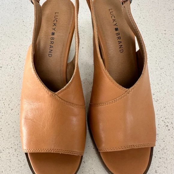 Lucky Brand | Size 9.5M | Camel Leather High Heel Slingback - Picture 2 of 5
